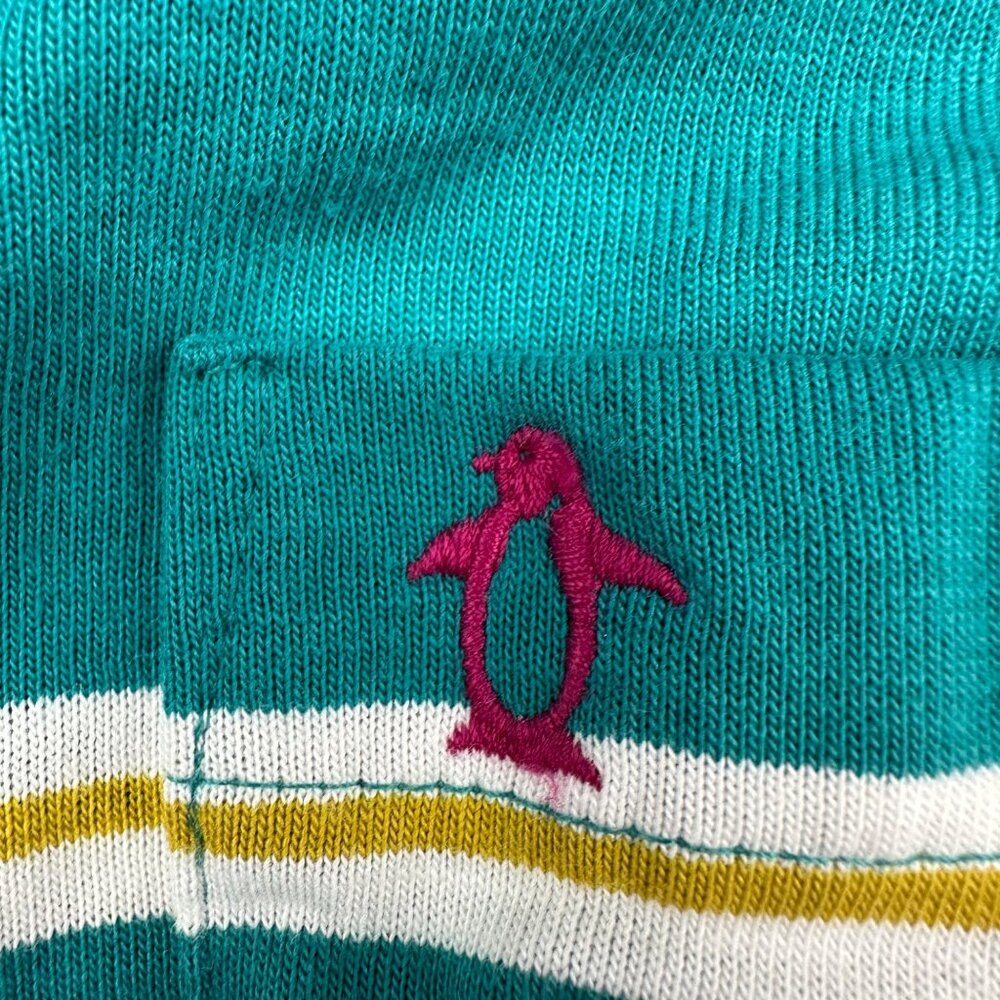 Vintage Color Block Striped Polo Shirt Large 1990s Penguin Club USA Retro - Picture 4 of 7